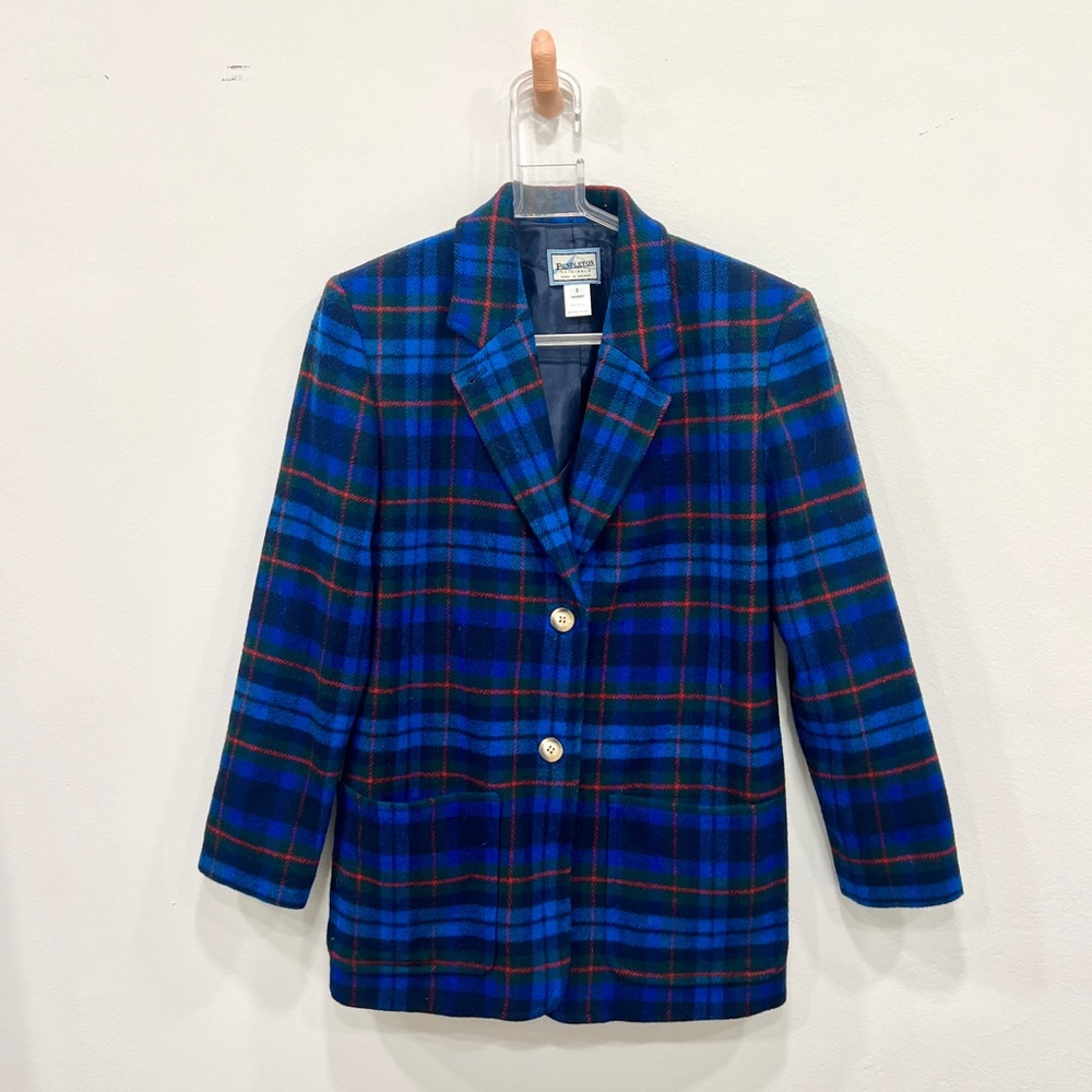 Pendleton Blue Plaid 100% Wool Jacket/Blazer - image 1